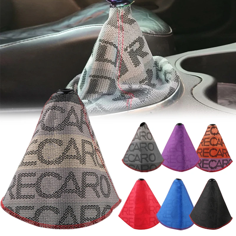 

JDM Canvas High Quality Hyper Fabric RECARO Gear Shift knob Boot Cover Racing Shifter Lever Cover For Universal Car