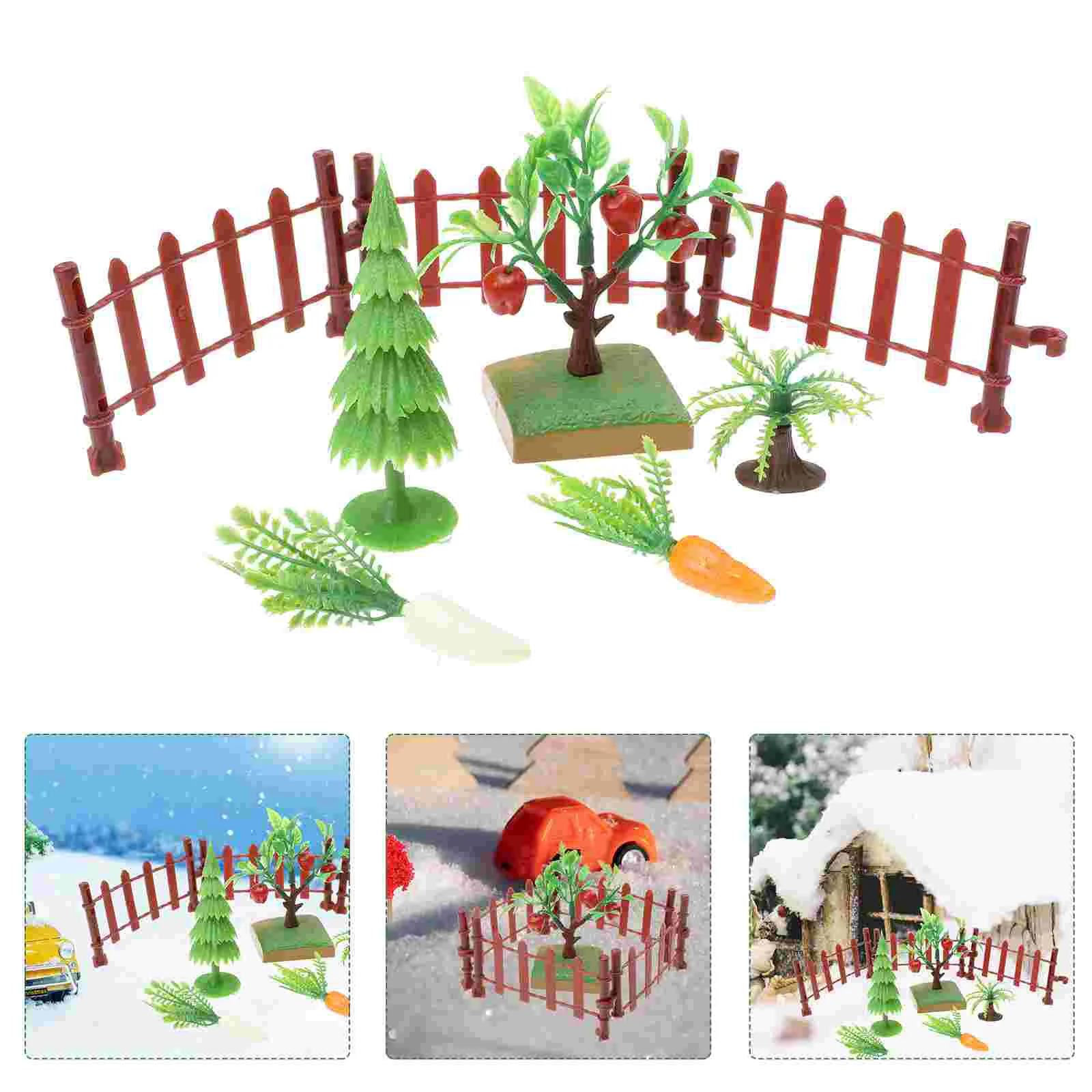 

1 Set Simulation Mini Farmhouse Scene Model Green Plant Carrot Fence Model