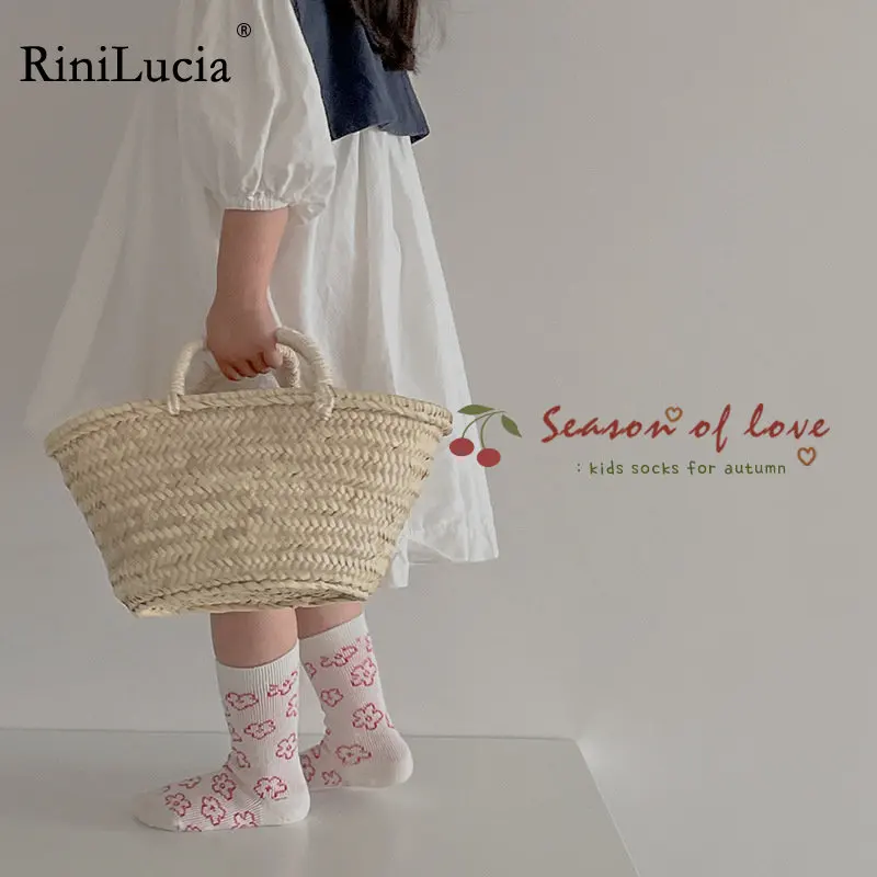 

RiniLucia 3 Pairs/lot Children's Socks Floral Print 2022 Autumn Boy Anti Slip Newborn Baby Socks Cotton Infant Socks For Girls