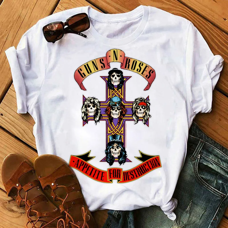 Одежда guns n roses, мужские футболки, уличная одежда Манга, Повседневная японская одежда, Винтажная футболка в эстетике