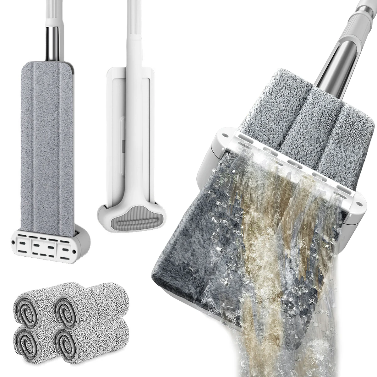 

Squeeze Mop Flat Floor Mop Hands Free Washing Lazy Mops for House Floor Cleaning Household Cleaning Tools with Replaced Pads