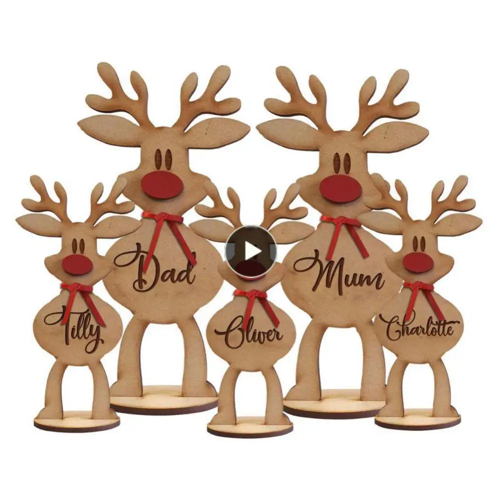 

Personalized Reindeers Place Cards Originality Christmas Decorations With Names Freestanding Reindeer Holiday Party Supply Wood