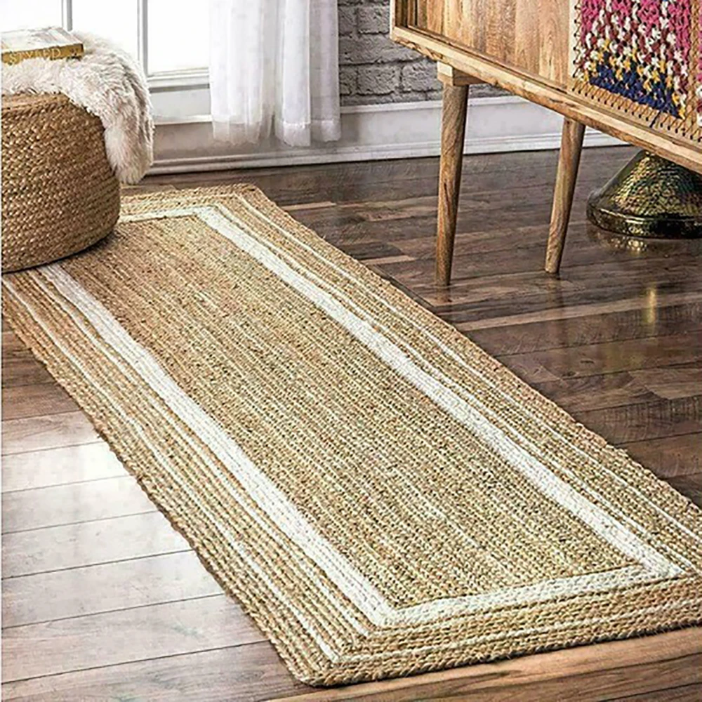 

Natural Jute Rectangle Carpets Rugs Straw Grass Jute Carpets Bedroom Living Room Tea Table Floor Mats Environmentally Friendly