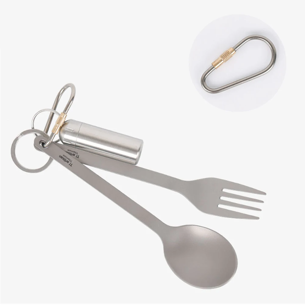 

Flatware Cutlery Set Titanium Dinner Fork With Spoon For Home Camping Hiking Picnic Anti-rust Lightweight Outdoor Tableware