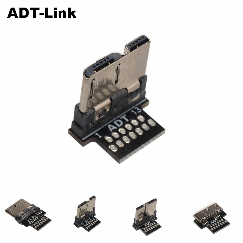 ТАВ USB 3 0 Micro B Штекерный соединитель вверх/вниз под прямым углом MICRO-B DIP адаптера
