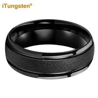 itungsten 6mm 8mm sandblasted black tungsten finger ring for men women engagement wedding band trendy jewelry domed comfort fit