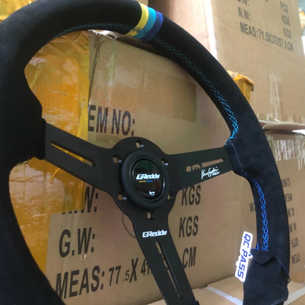 14-дюймовый руль JDM Racing Greddy Rally Drift замшевый кожаный Volantes для VW BMW Toyota Honda