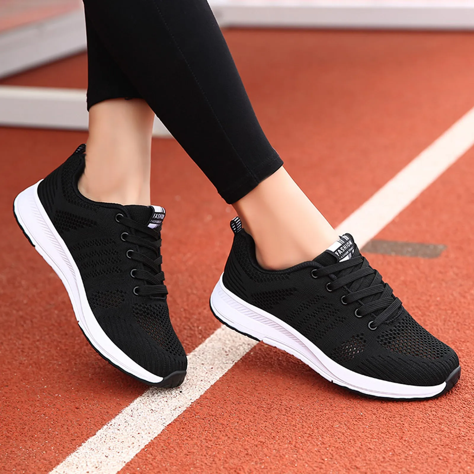 

Женские кроссовки на танкетке, дышащие спортивные сетчатые, на шнуровке, Уличная обувь для бега, Размер 6