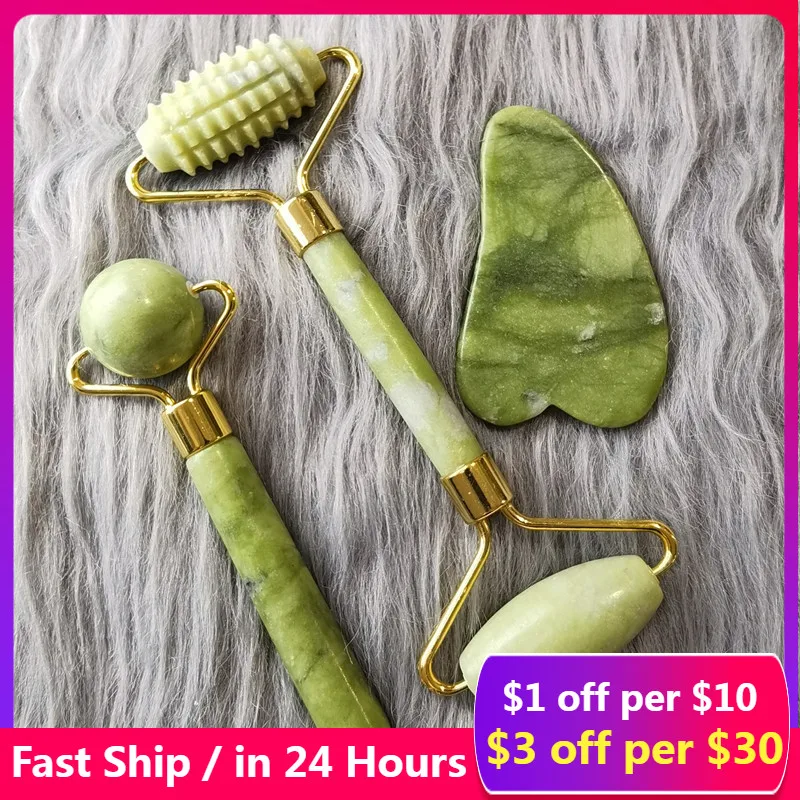

Natural Roller Massager For Face Gua sha Jade Roller massage Scraper Facial Gouache Slimming Body Skin Care Lifting Guasha Tools
