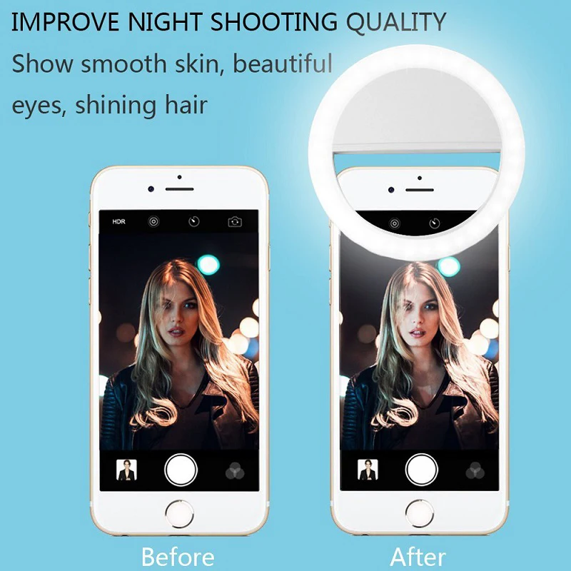 

LED Selfie Ring Light Mini USB Charge Dimmable Light Supplementary Portable Light Night Darkness Selfie Enhancing Fill Light
