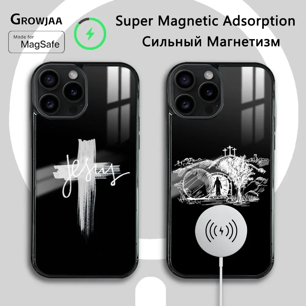 Bible Jesus Christian Cross Phone Case For iPhone 16 15 14 13 12 11 Pro Max Plus Mini Magsafe Mirror Wireless Magnetic Cover