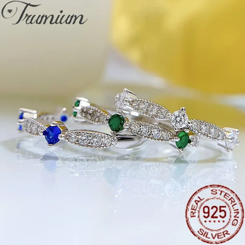 

Trumium Genuine 925 Sterling Silver Colored Zircon rings for Women Bowknot Vintage Engagement Wedding Bands Fine Jewelry Gifts
