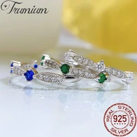 trumium genuine 925 sterling silver colored zircon rings for women bowknot vintage engagement wedding bands fine jewelry gifts