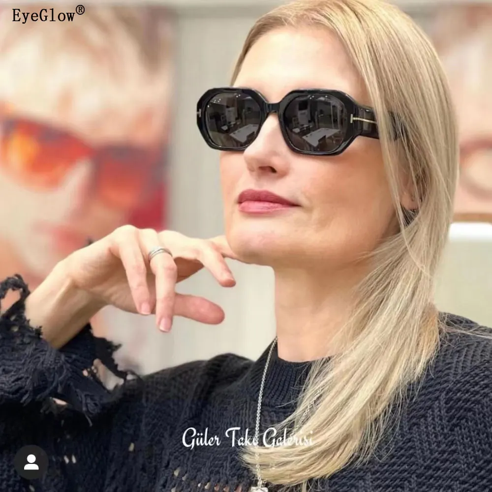 

European and American stars with the samemodern retro sunglasses personality irregular orange sunglasses female TF917