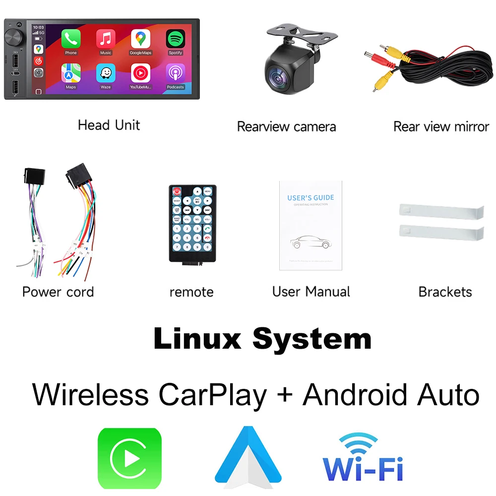 

6-дюймовый 1Din Android 13 Carplay авто радио мультимедийный видео MP5-плеер IPS сенсорный экран без DVD Bluetooth универсальный стерео
