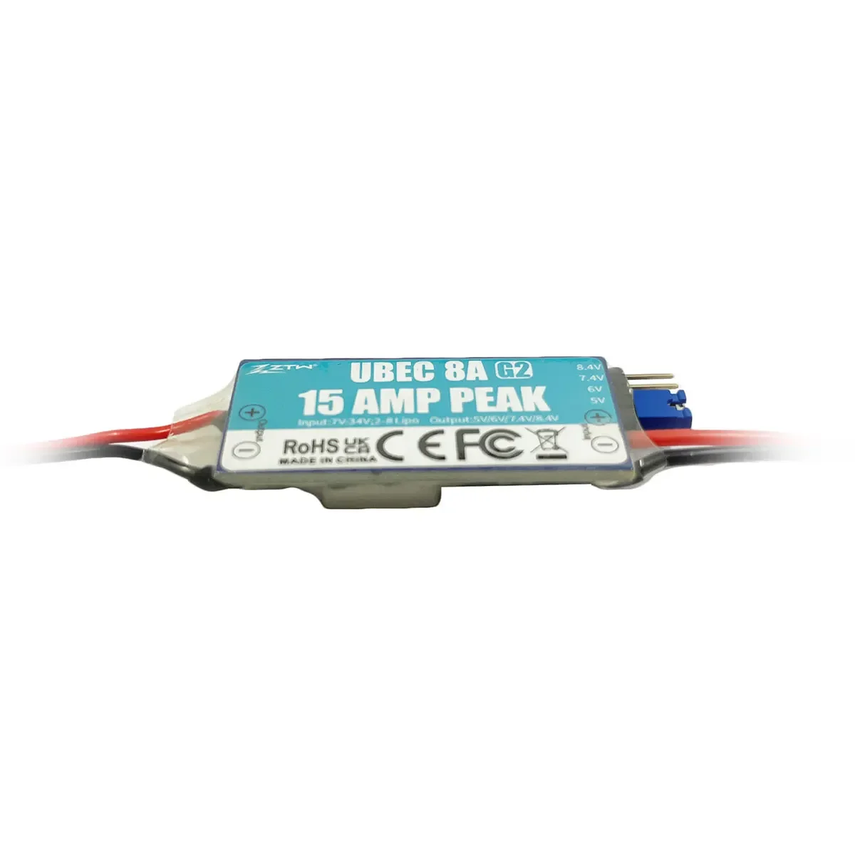 Фото ZTW Обновленный UBEC 8A G2 Peak 15A 2-8S с регулируемым выходным напряжением 5В/6В/7.4В/8.4В, внешний BEC, запчасти и аксессуары для радиоуправляемых моделей №4