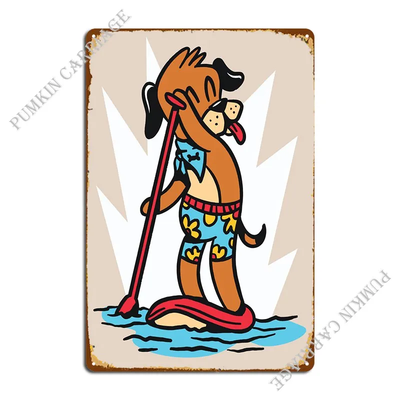 

Симпатичная собака стоять паддинг металлический знак паб фотография клуба жестяной знак плакат