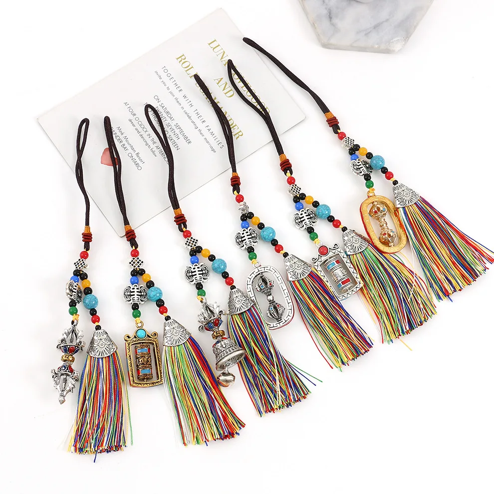 Пестик Алмазный в тибетском стиле с шестью символами, настоящие слова, Молитвенное Колесо, пятицветная нитка на талию, Маленькая подвеска, сумка, Хань