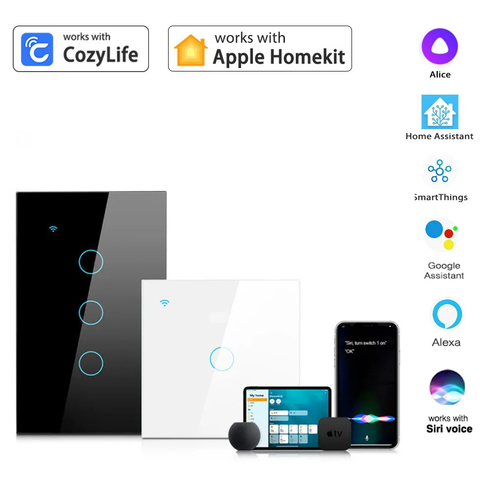 

HomeKit Smart Dimmer Switch Wifi US Standard WLAN Wireless Remote Wall Switch Support Alexa Google Assistant SmartThings Meross