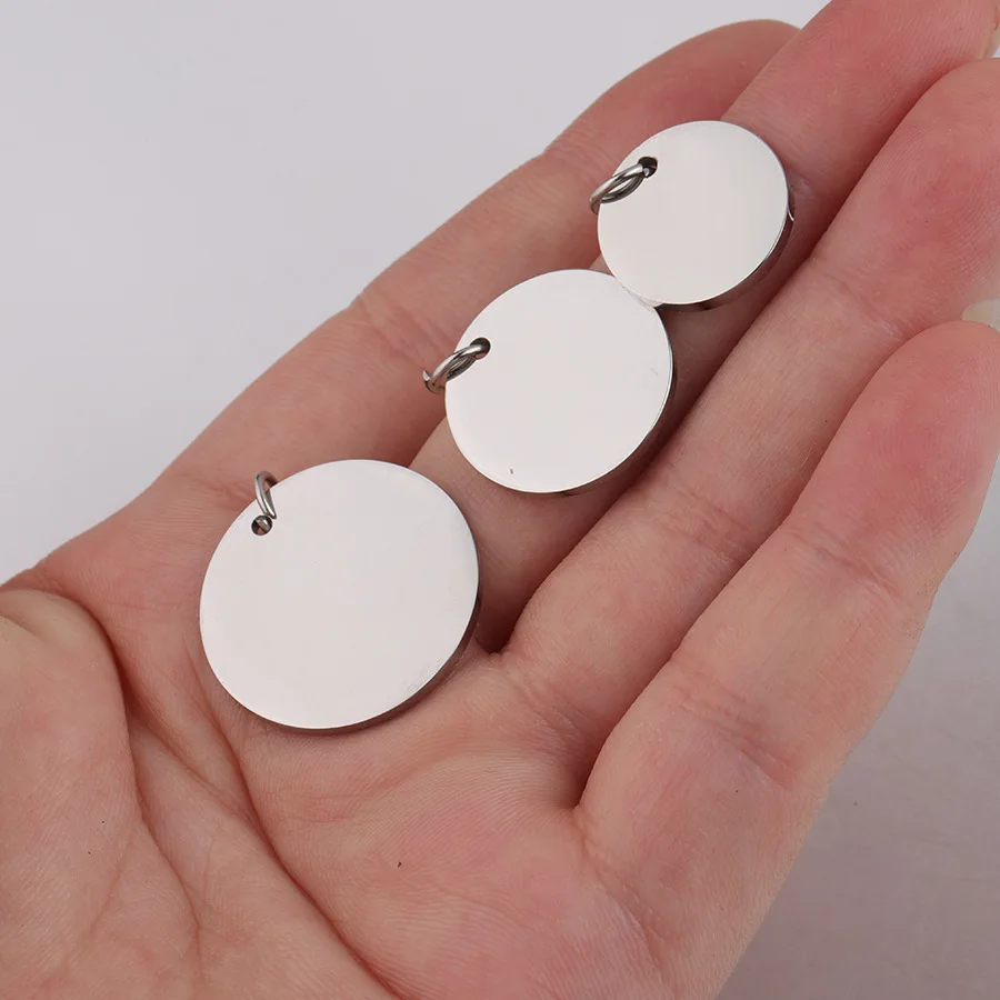 4 Pcs Disc With Hanging Ring Pendant Mirror Stainless Steel 8mm Dish Pendants Fadeless DIY Jewelry Making Accessories Wholesale