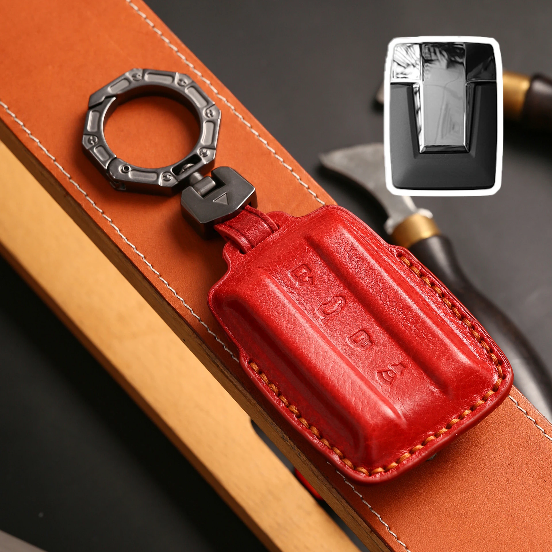 

Брелок для автомобильного ключа брелок для резервуара 300 500 Кожаный Автомобильный брелок для ключей аксессуары для 4 Bottons