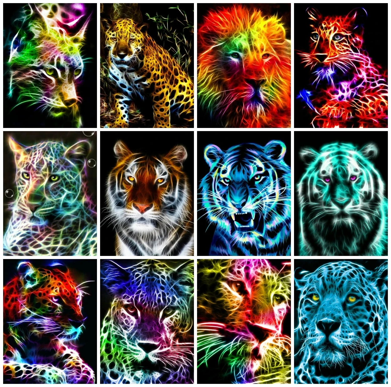 

AZQSD DIY Drawing By Numbers Tiger Acrylic Paint Frameless Painting By Numbers Animal On Canvas Unique Gift Wall Decor