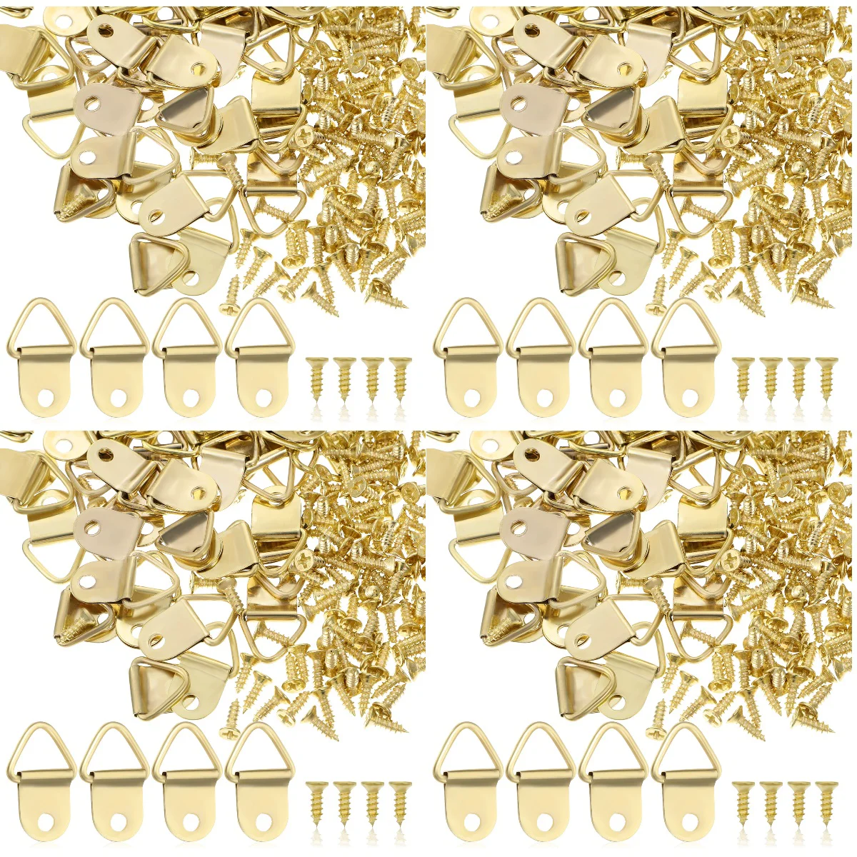 

4 Sets Professional Sturdy Fine Workmanship Useful Picture Frame Hooks with Screws Photo Frame Hooks with Matching Screws