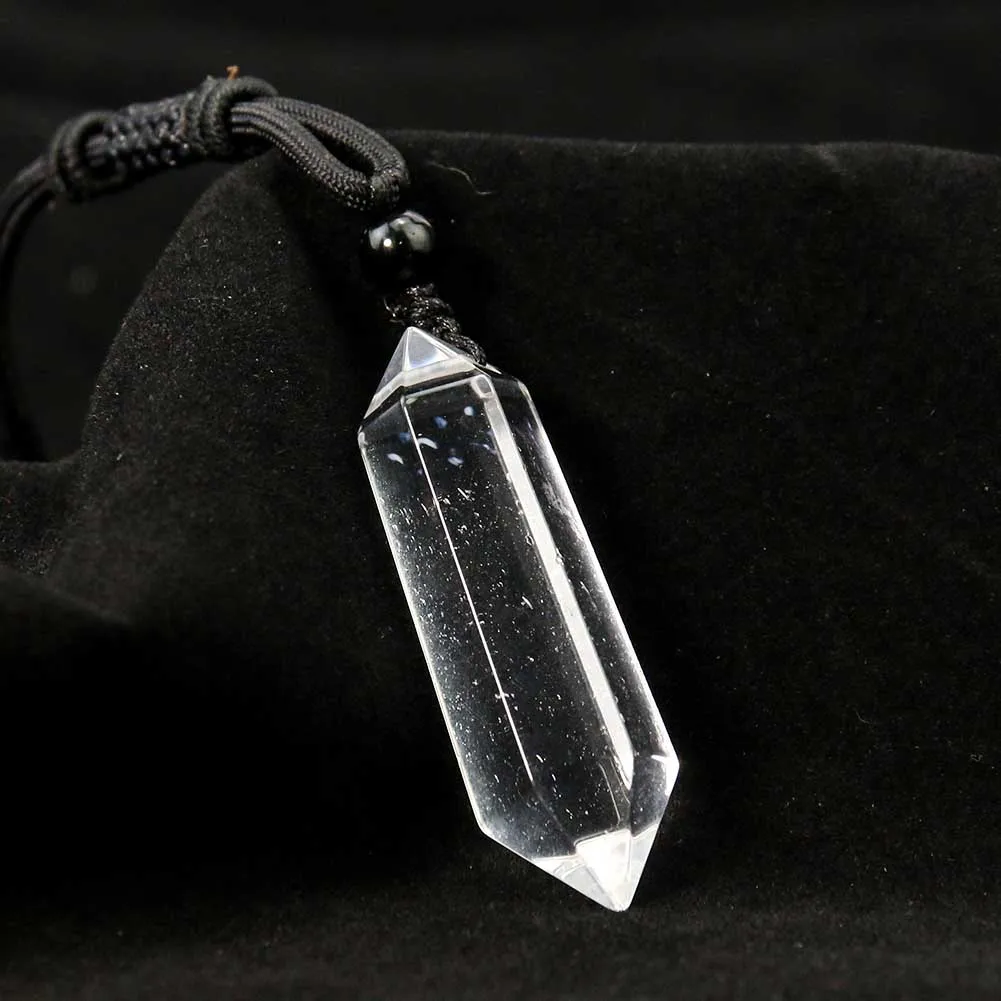 White Crystal Double-pointed Prism Drusy Gemstone Jewelry Pendant Pendulum Crafts Degauss Reiki Meditation Healing Yoga Decor images - 6