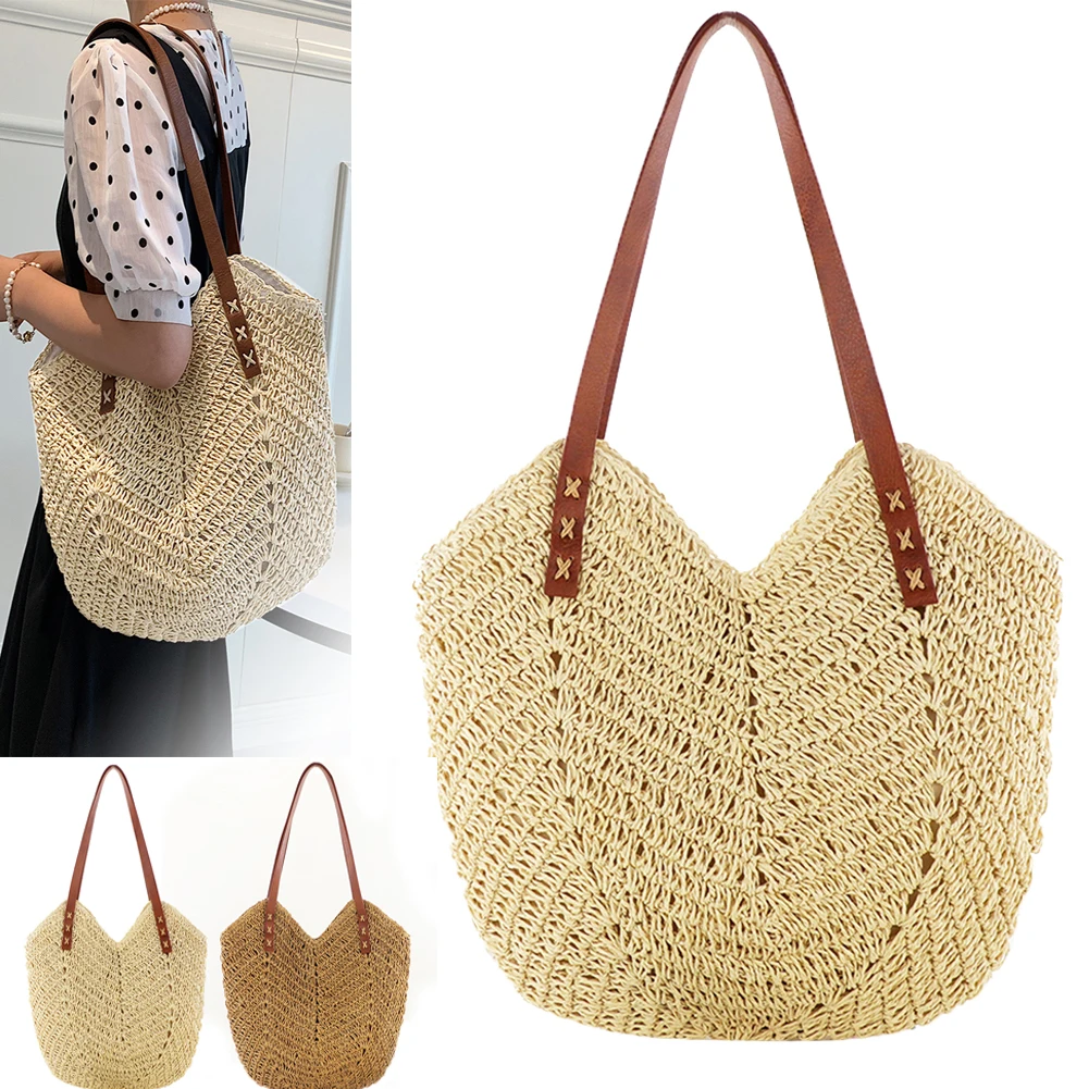 

New Fashion Straw Handbags Women Summer Beach Bag Rattan Bag Handmade Vintage Large Capacity Woven Handbag Women Bolsa Femme