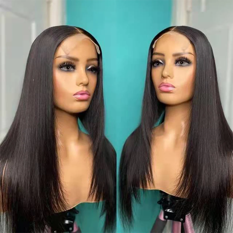 

Preplucked Soft Glueless Natural Black 26Inch Long Straight Lace Front Wig For Women Babyhair Heat Resistant Fiber Daily Cosplay