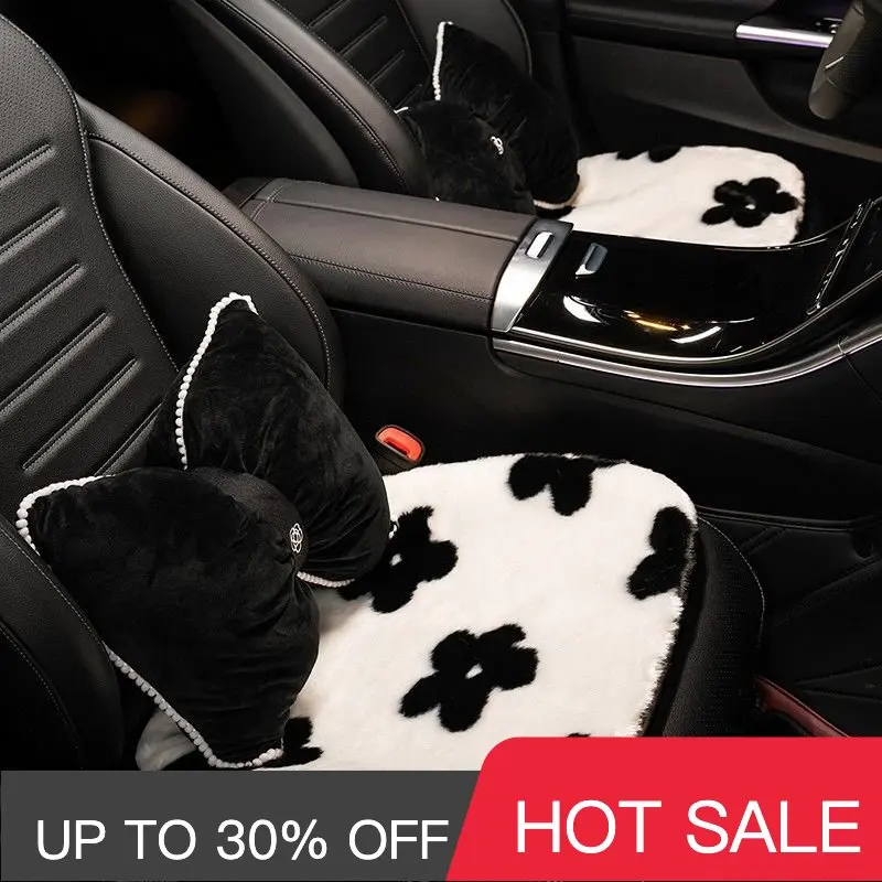 

Winter plush net red goddess universal car seat covers car belt cover anime cute car accessories car decor