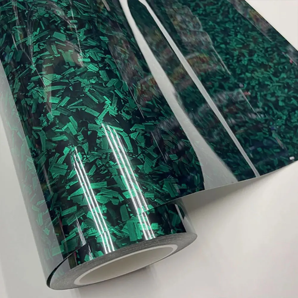 Высокоглянцевая зеленая кованая наклейка из углеродного волокна для автомобиля
