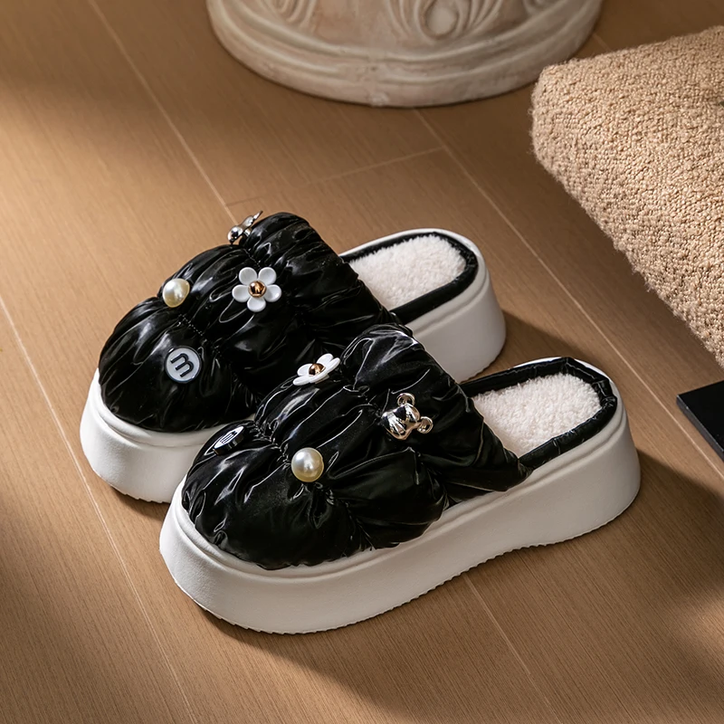 Женские зимние домашние тапочки женская обувь теплые хлопковые с запахом