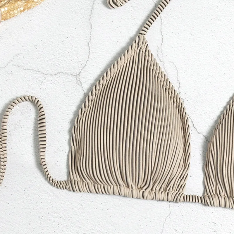 Комплект бикини из 3 предметов с юбкой купальник в полоску женский микро