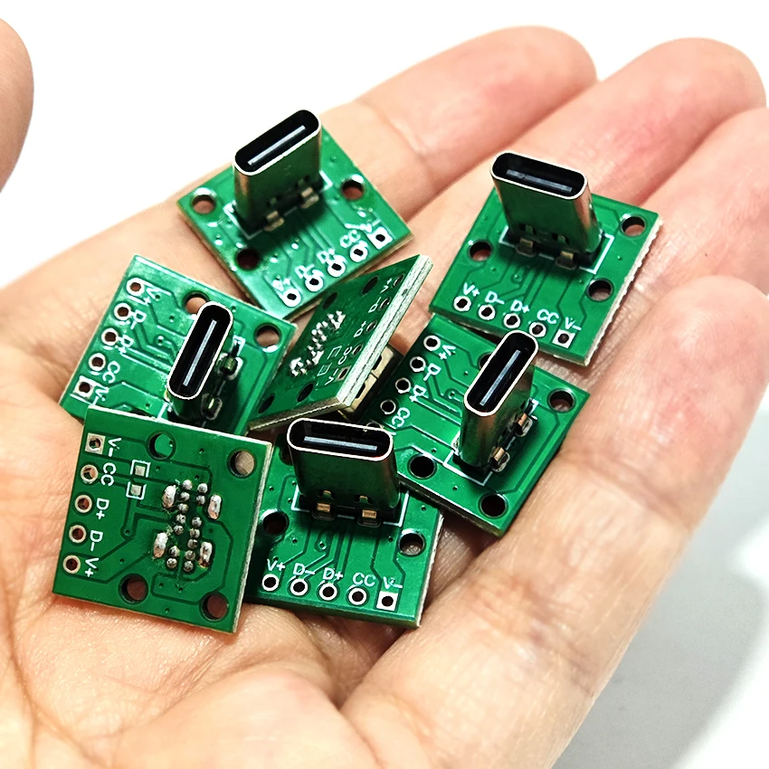 Фото Вертикальная USB Type-C плата-адаптер с разъемом Type-C (14-контактный) на 2.54 (5-контактный) для тестирования данных на печатной плате №1