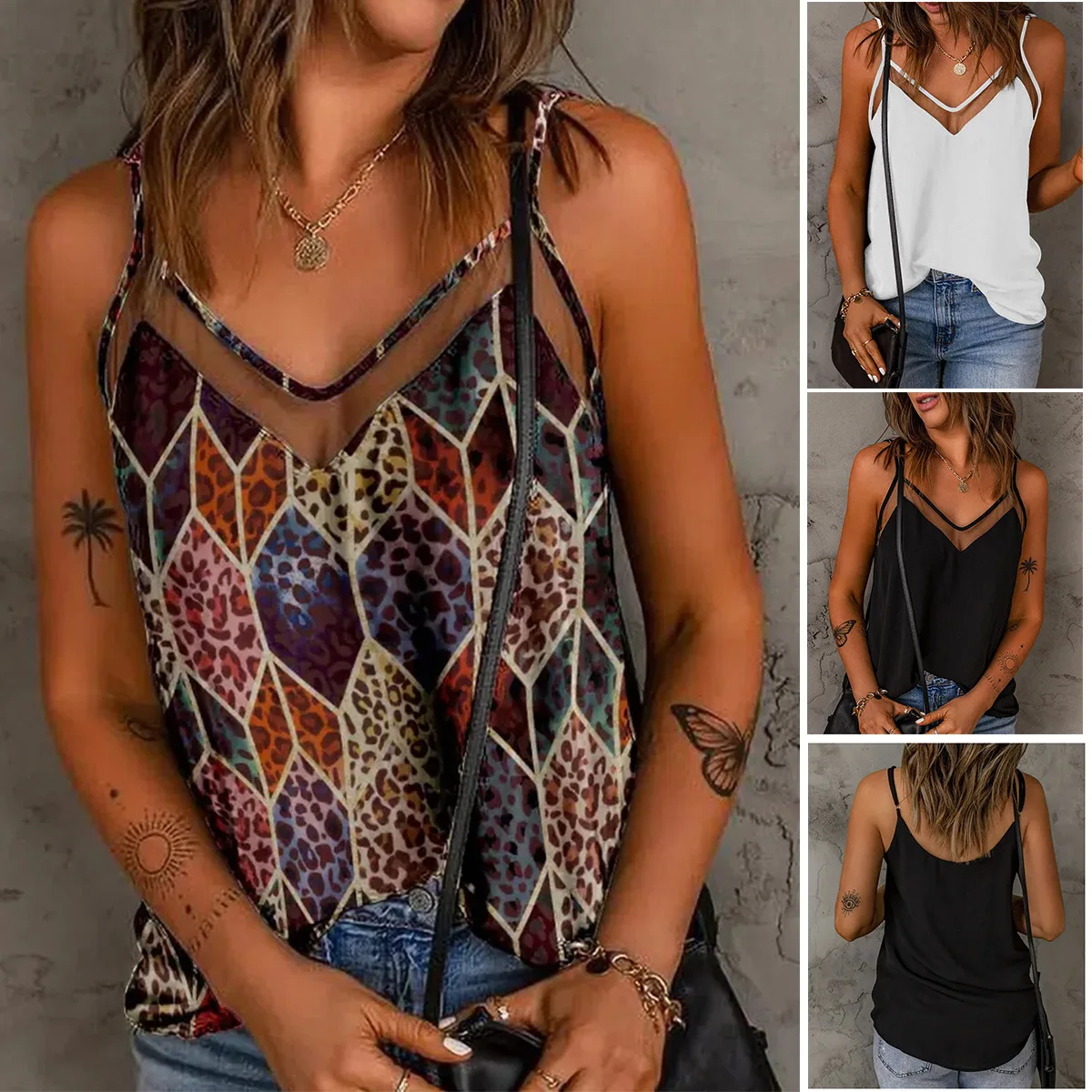 

2022 spring and summer new women's cross V-neck sexy camisole top