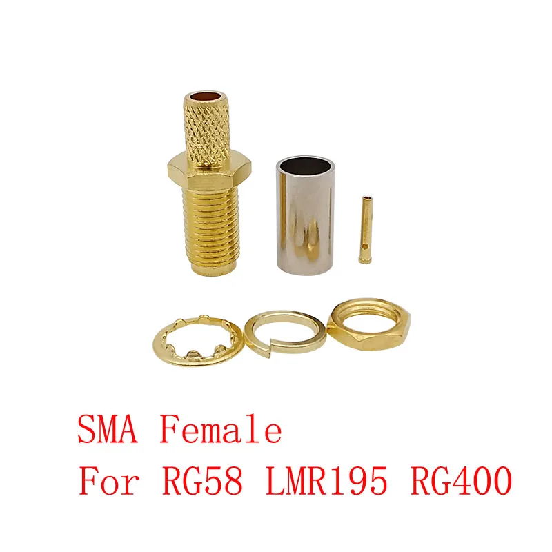 

1 шт. гнездовой разъем SMA RF коаксиальный адаптер обжимной припой для кабеля RG58 LMR195 RG142 RG400