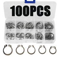 100pcs circlip set externalinternal retaining c type cir clip lock snap ring set holes shaft collar washer stainless steel