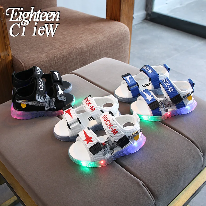

Size 21-30 New Children's LED Light-up Sandals Baby Beach Soft-soled Glowing Shoes Kids Fashion Casual Luminous Sandals