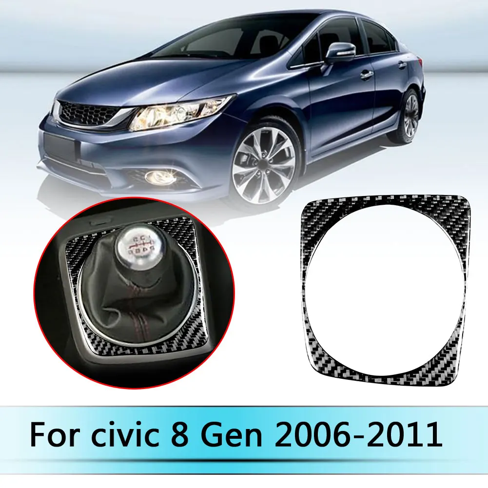 

Genuine Real Carbon Fiber MT Gear shift Panel Frame Trim Cover Decorative Sticker for Honda Civic 8th Gen 2006-2011 LHD RHD Car