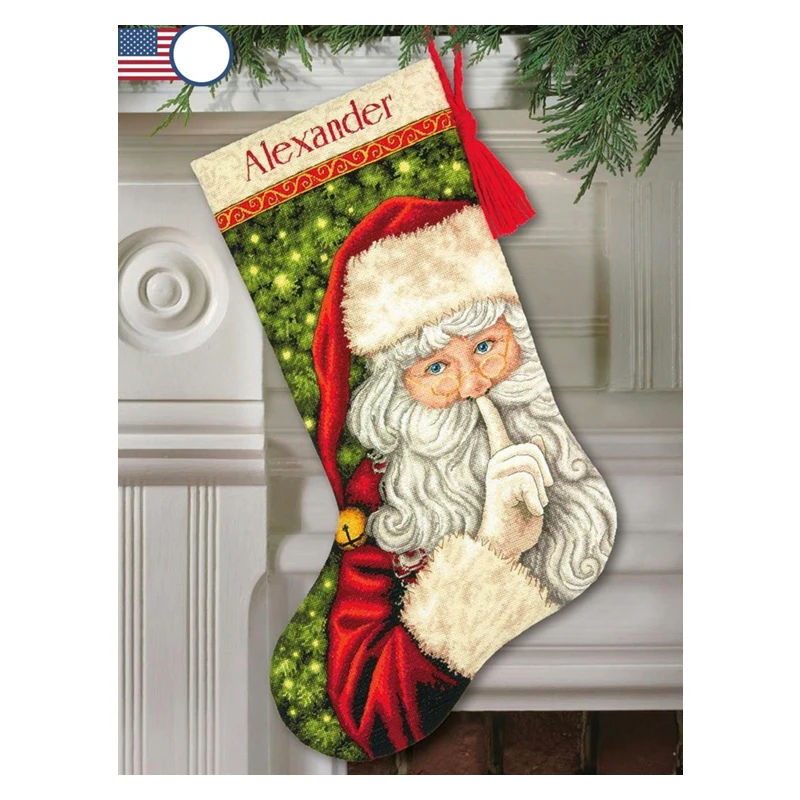 Amishop Counted Cross Stitch Kit Secret Santa Stocking Christmas Gifts Dim 08938 Home Decorate Embroidery