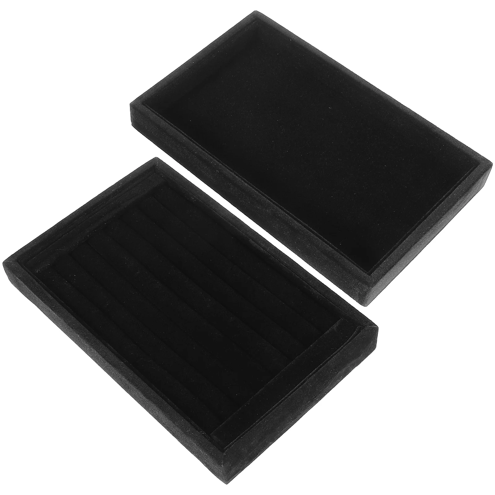 2 Pcs Suede Jewelry Tray Earring Stud Organizer Ornament Storage Box Accessories