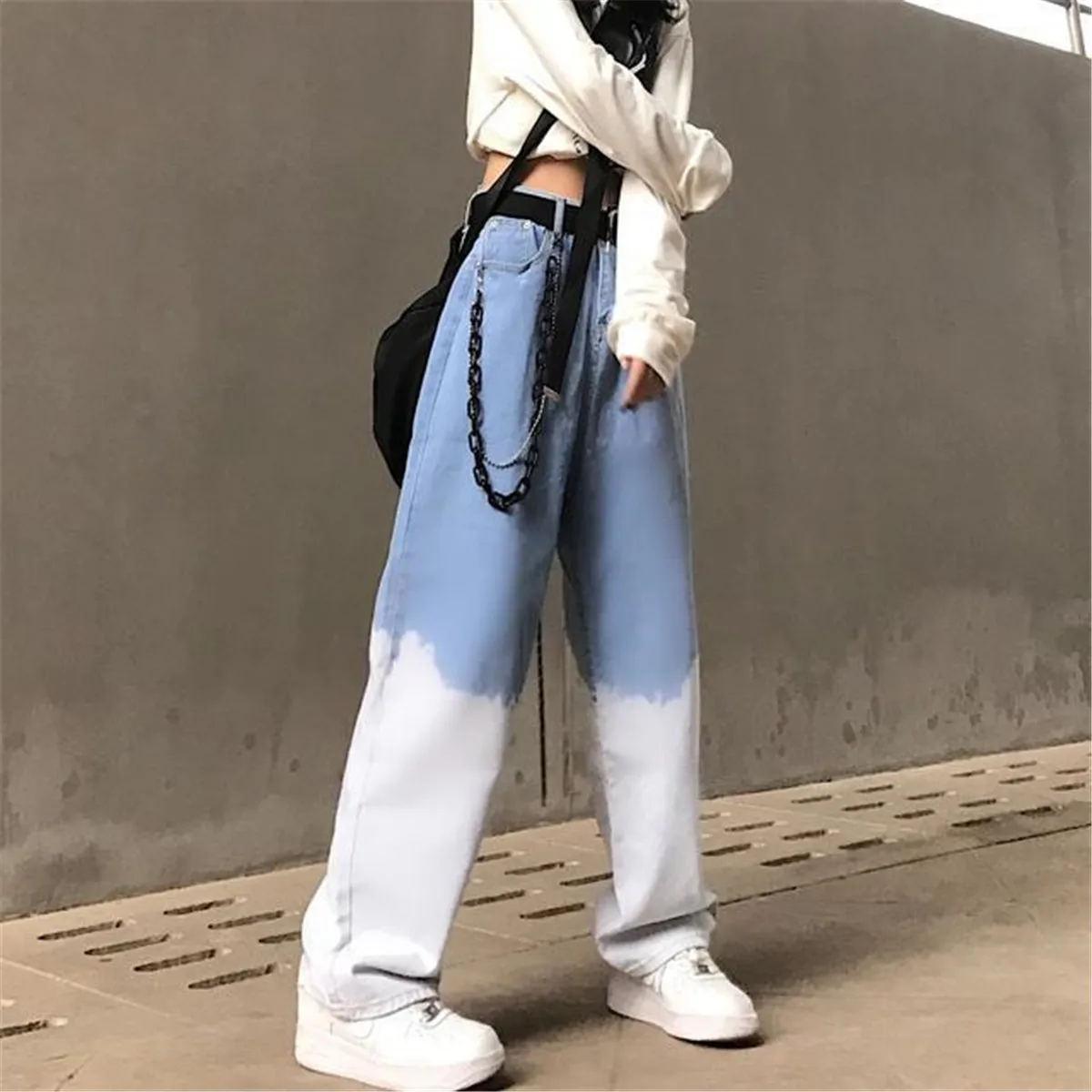 

Cool Tie Dyed Jeans Girls Straight Harm Pants Trousers Female Harajuku High Waist Denim Bagge Cool Autumn Harajuku Jeans Femme