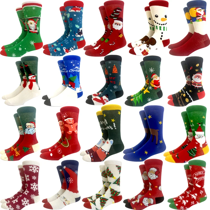 

New 2023 Winter Men Women Christmas Socks Santa Claus Men's Socks Elk Lovers Xmas Sock Christmas Tree Happy New Year Funny Socks