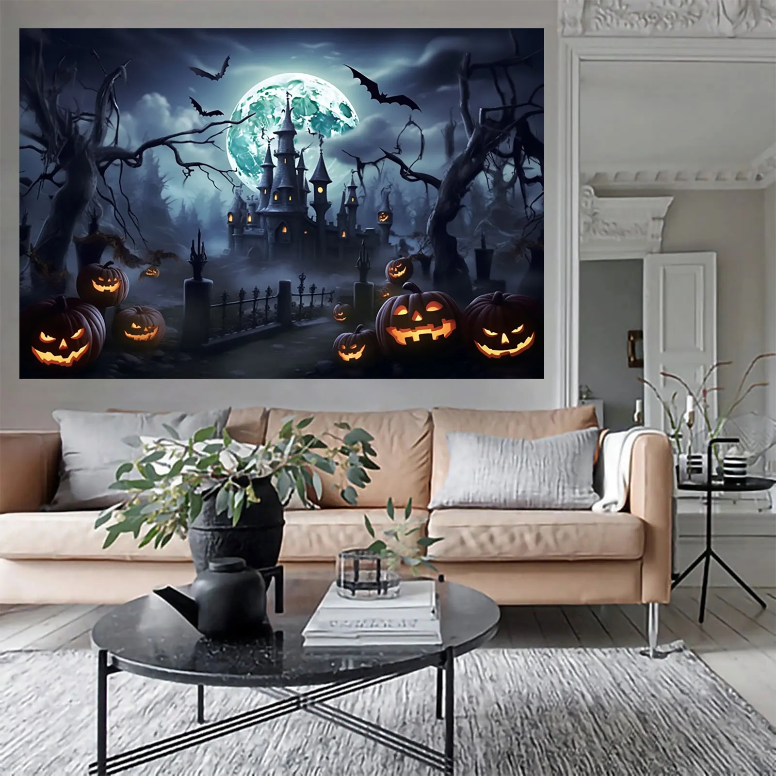 5 × 3 фута Счастливый Хэллоуин фон Тыква замок полная луна летучая мышь Декор