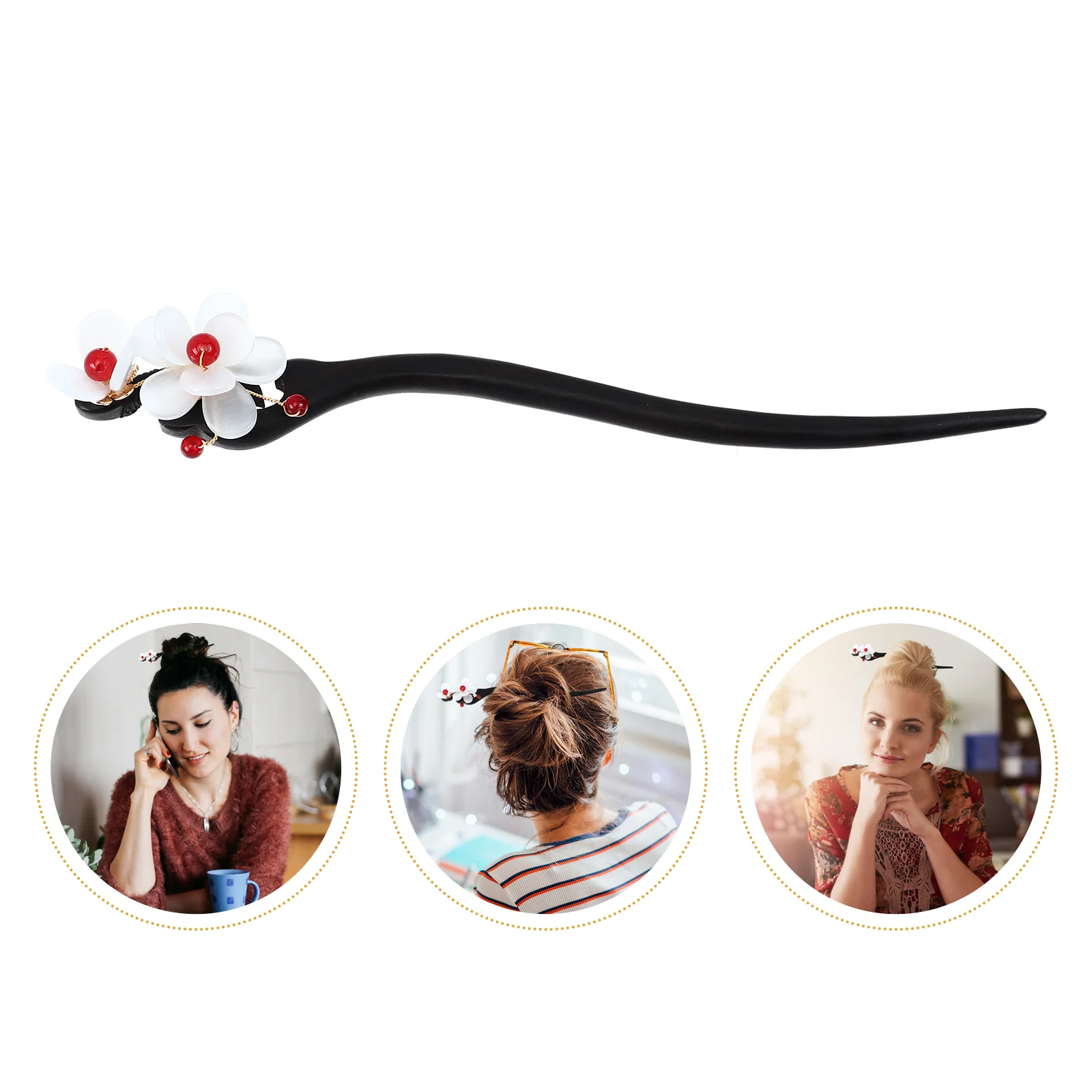 

Flower Hair Stick Retro Hair Pin Wood Hair Chopstick Chinese Style Headdress