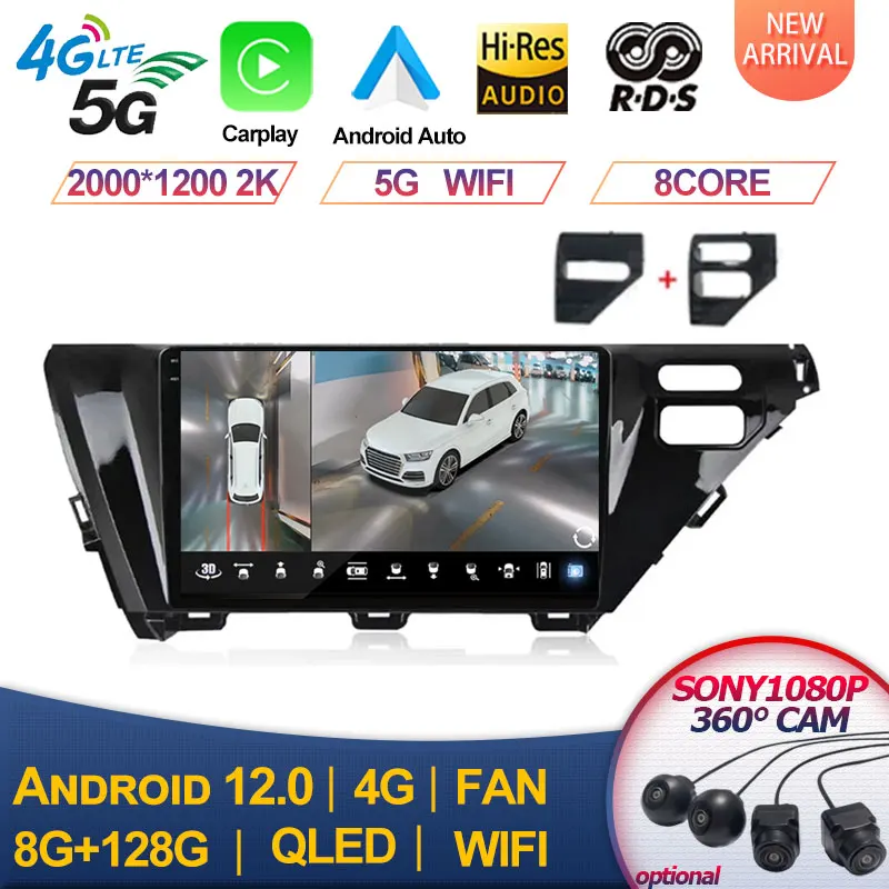 

For Toyota Camry 8 XV 70 2017 2018 2019 2020 Android 12 Car Stereo Radio Navigation GPS Multimedia Player Headunit