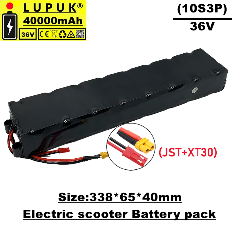 Блок литий-ионных аккумуляторных батарей lupuk-10s3p 36 В 40 Ач разъем jst + xt30 Встроенный