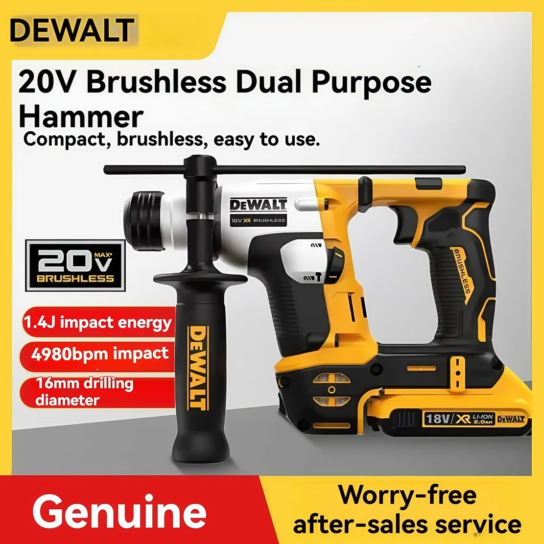 Фото DEWALT DCH172 Бесщеточная 20 В Портативная ударная дрель Амортизирующая конструкция 16 мм ATOMIC Компактная дрель Электроинструменты №2