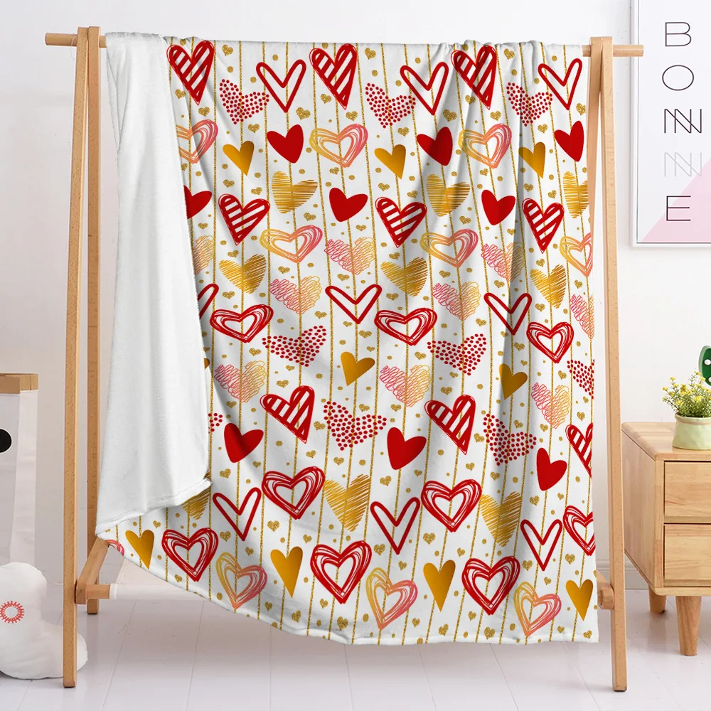 

Flannel Throw Blanket Romantic Theme Love Heart Shaped Blanket for Couch Sofa Bed King Full Size Super Soft Valentine's Day Gift